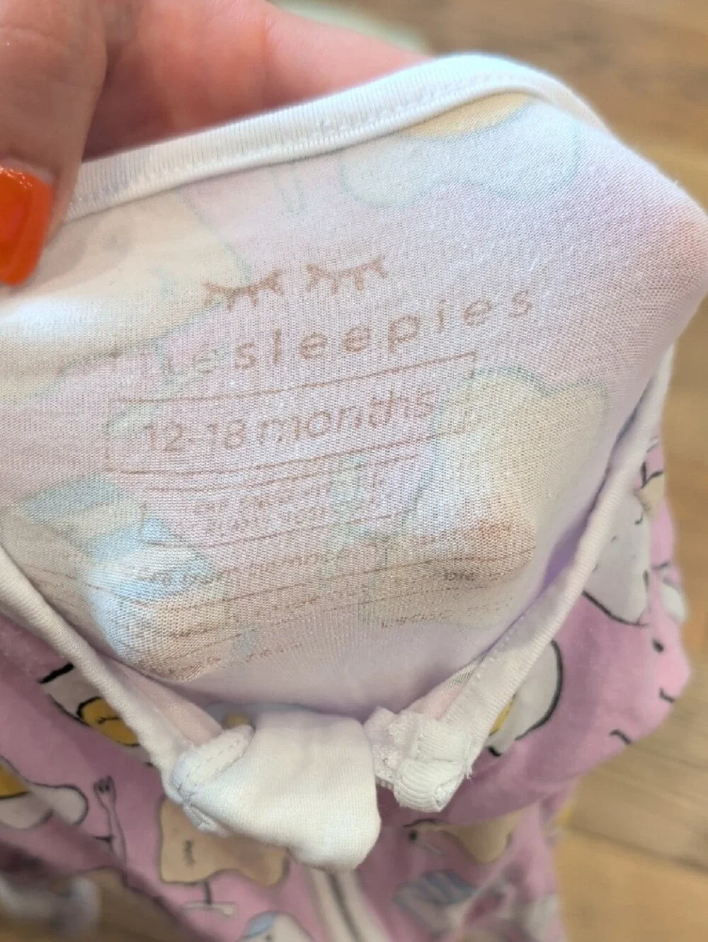 Little Sleepies Pink Zip One-Piece Footie with Egg & Toast Pattern
